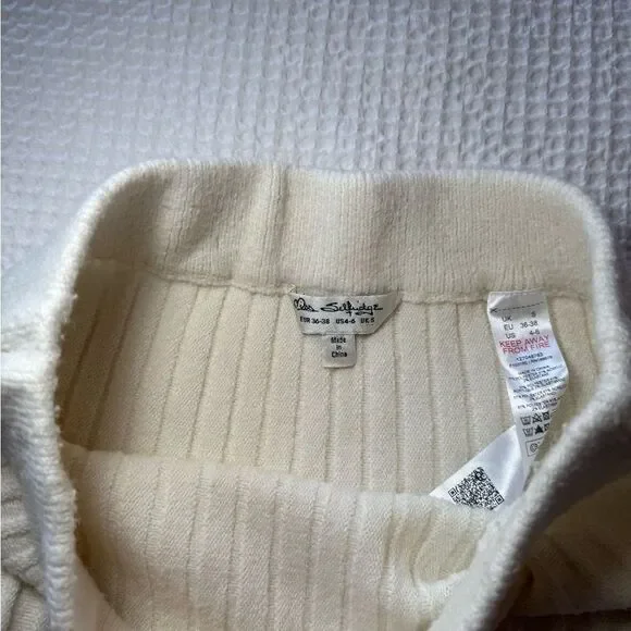 Cream Ribbed Knit Skirt - Picture 3 of 5